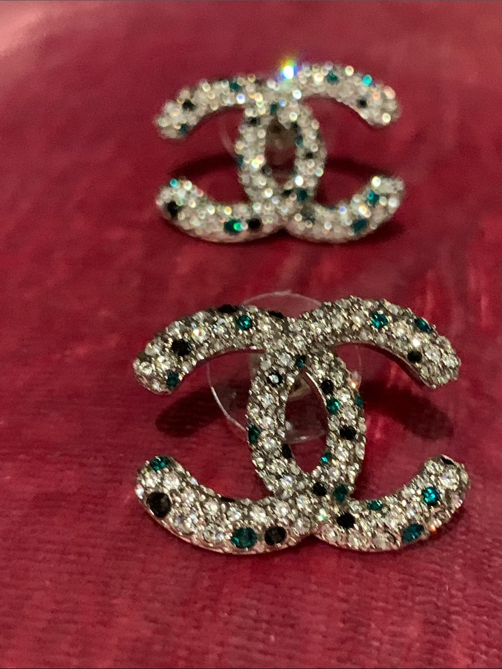 This week brand new Chanel collection earrings white/ green crystals/ must have